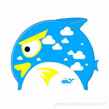 Kid's Silicone Swim Caps with Shark Design